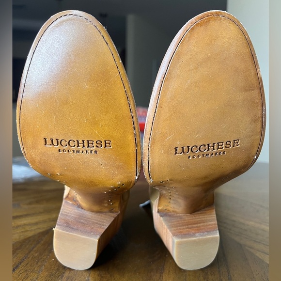 Lucchese Women’s Size 8 Short Western Boots Tan & Turquoise Leather NWT - Picture 8 of 10
